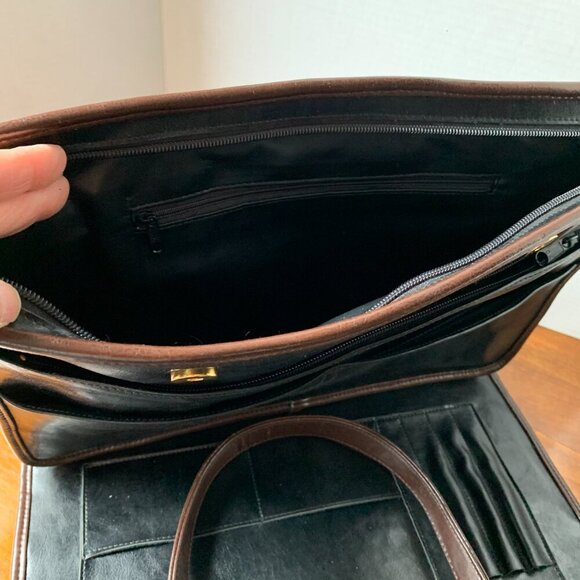 Unisex Vintage DC Black Leather Work Tote - Picture 2 of 9